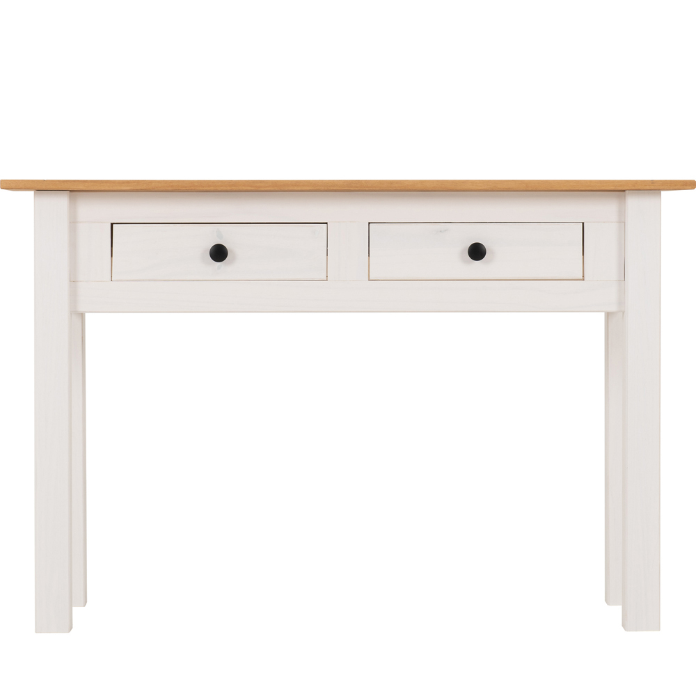 Seconique Panama 2 Drawer White and Natural Wax Console Table Image 3