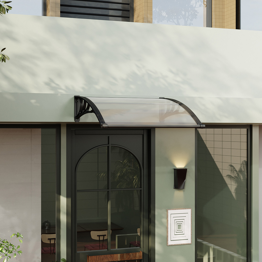 Living and Home Black Door and Window Outdoor Awning with Water Channel 1 x 1m Image 8