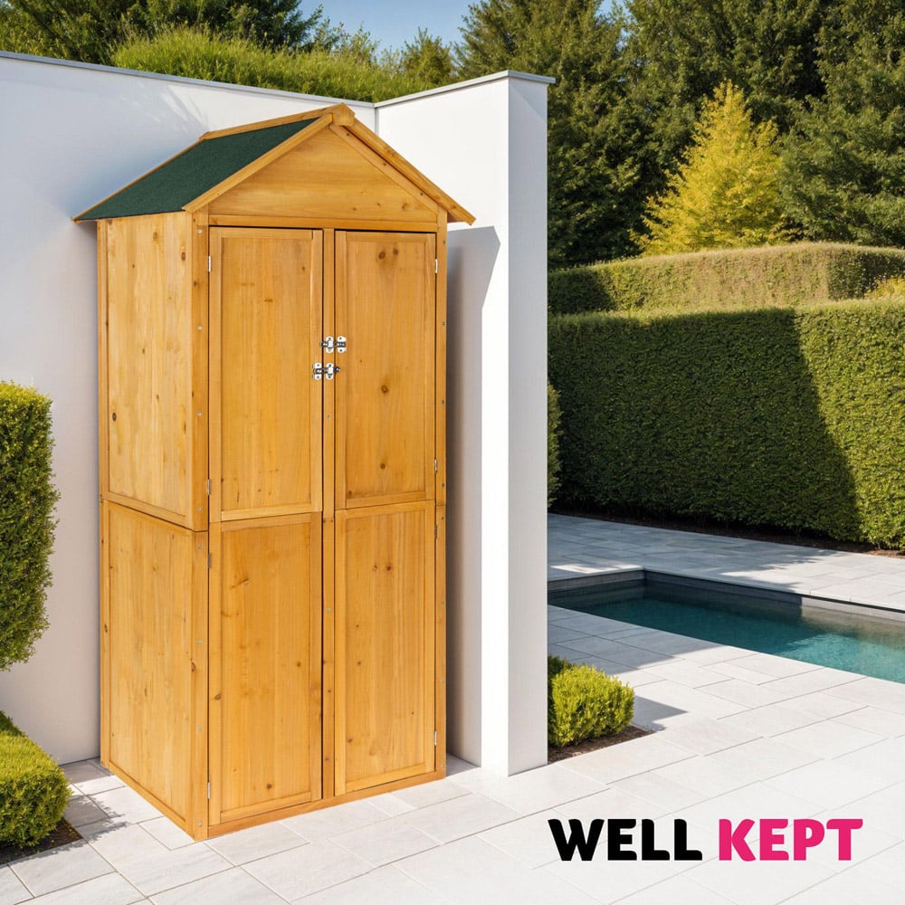 tectake Brown Garden Shed with Pitch Roof Image 8