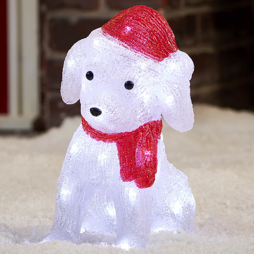 Wilko B/O Acrylic Light Up Pup with Hat Image 1