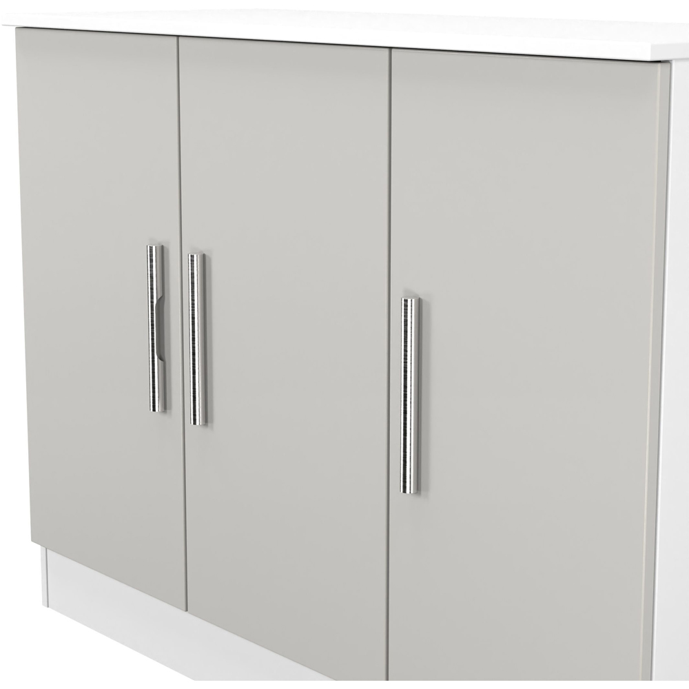 Crowndale Contrast 3 Door Grey Matt and White Sideboard Ready Assembled Image 4