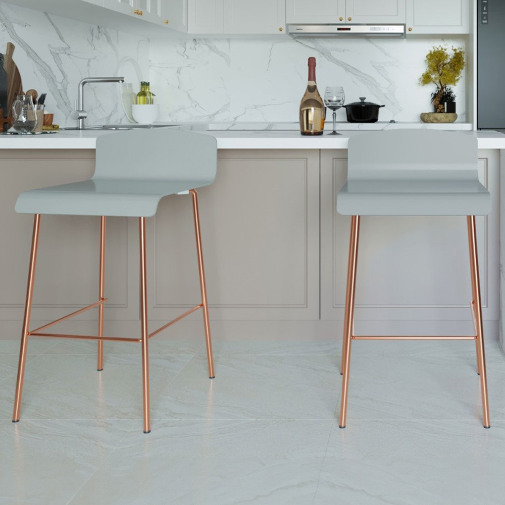Flair Syrus Grey and Copper Bar Stool Set of 2 Wilko