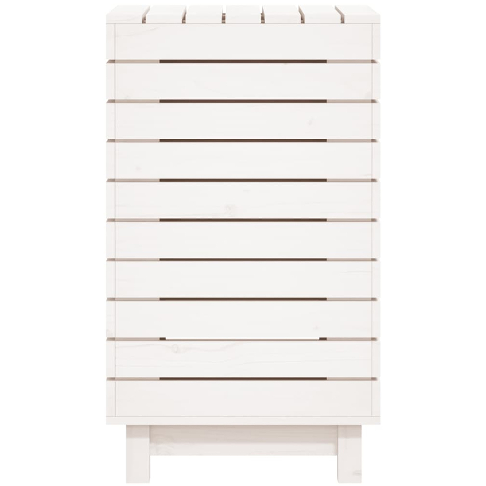 vidaXL White Solid Pine Wood Laundry Basket 44 x 44 x 76cm Image 5