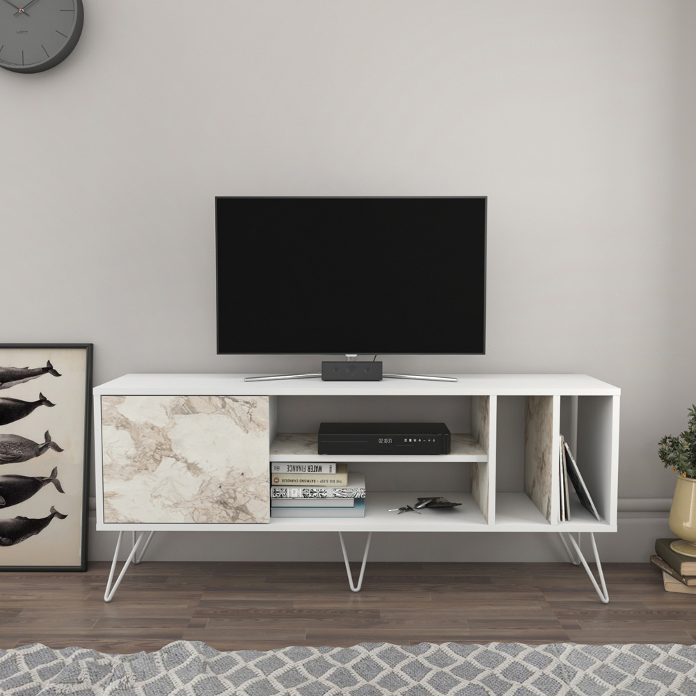 Decorotika Mistico White Marble Effect TV Unit Image 4
