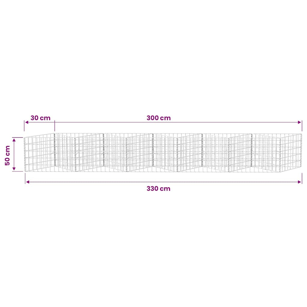 Walplus Galvanised Steel Gabion Basket 50 x 30 x 300cm Image 7
