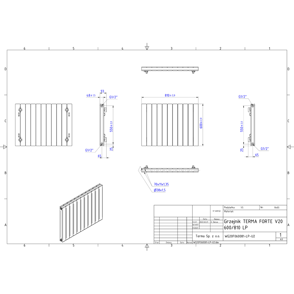 Terma Forte 2905 BTU White Double Panel Radiator 600 x 810mm Image 9