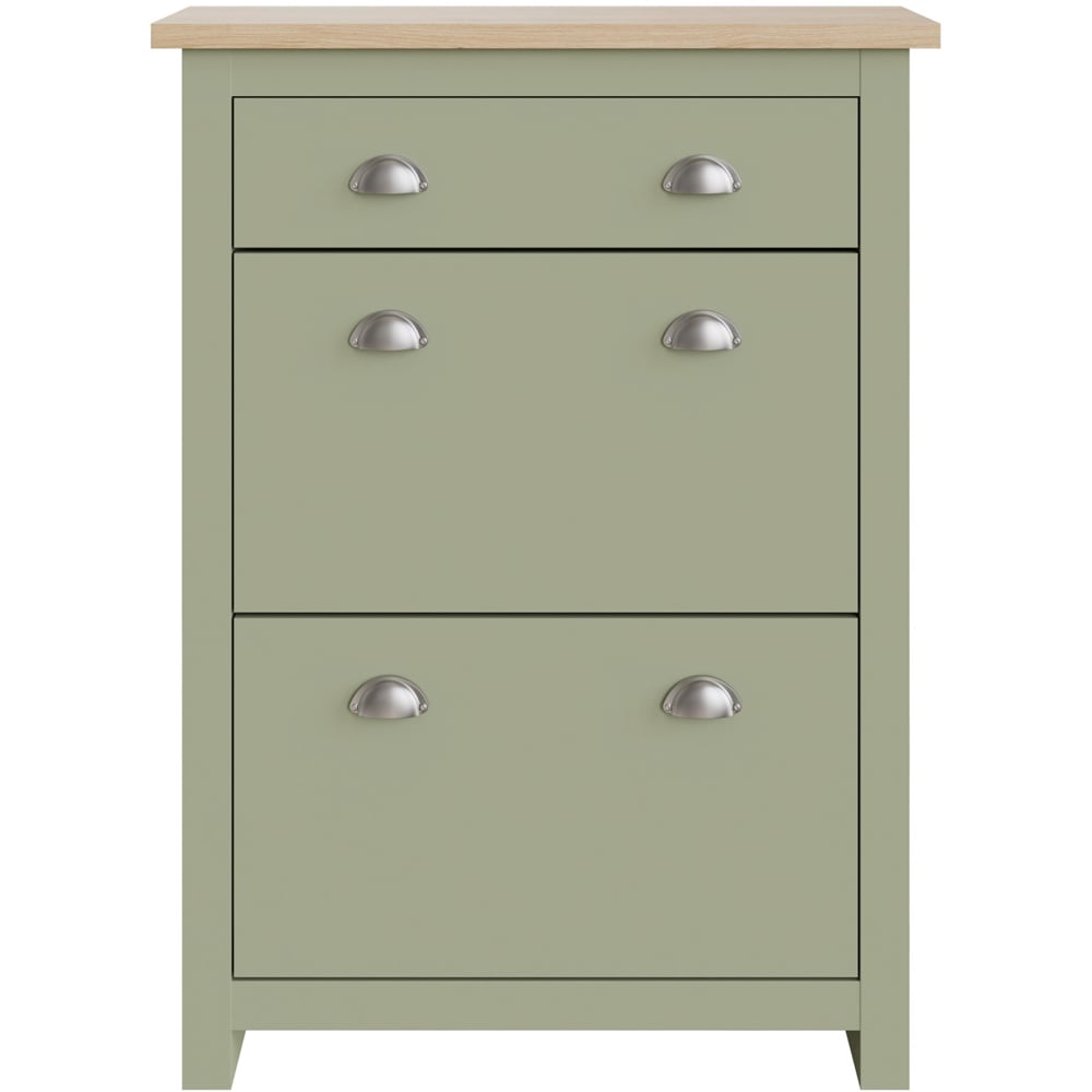 GFW Lancaster 2 Door Single Drawer Sage Green Shoe Cabinet Image 3