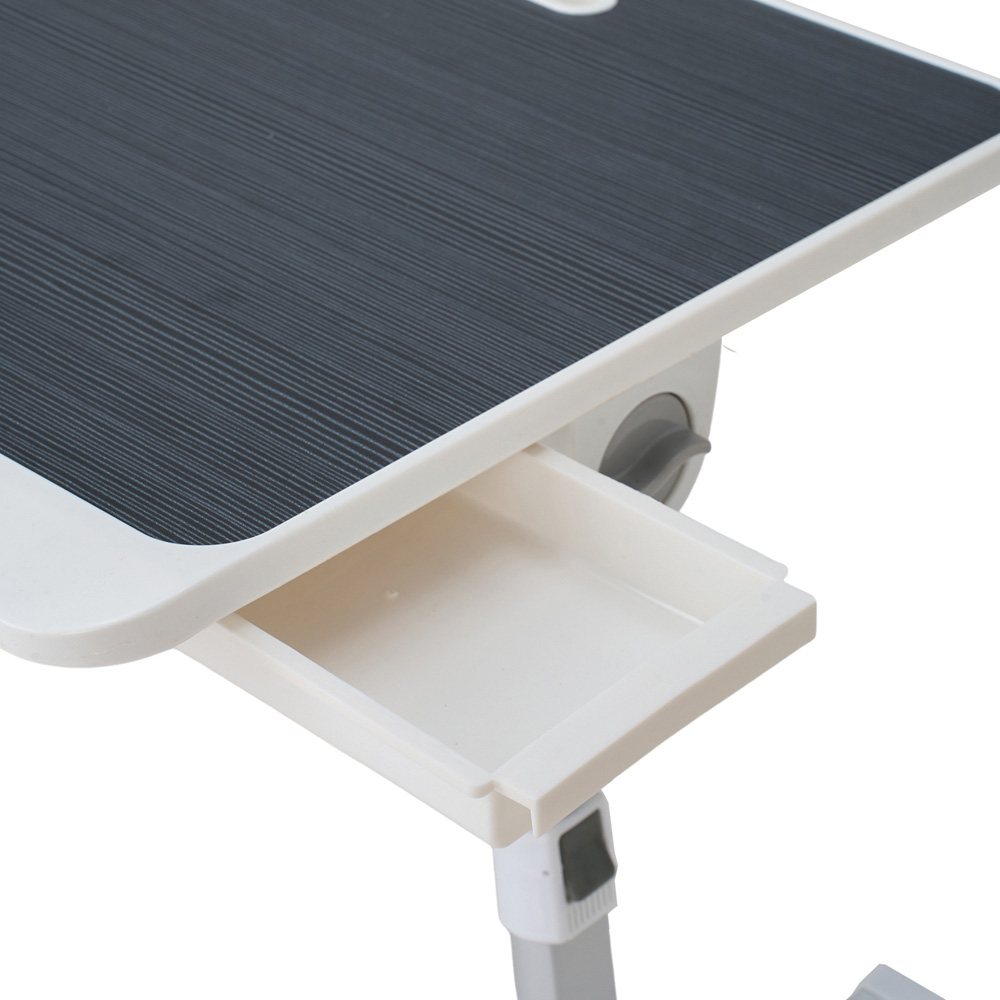 Living and Home Dark Grey and White Adjustable Laptop Bed Table with USB Ports and Drawer Image 4