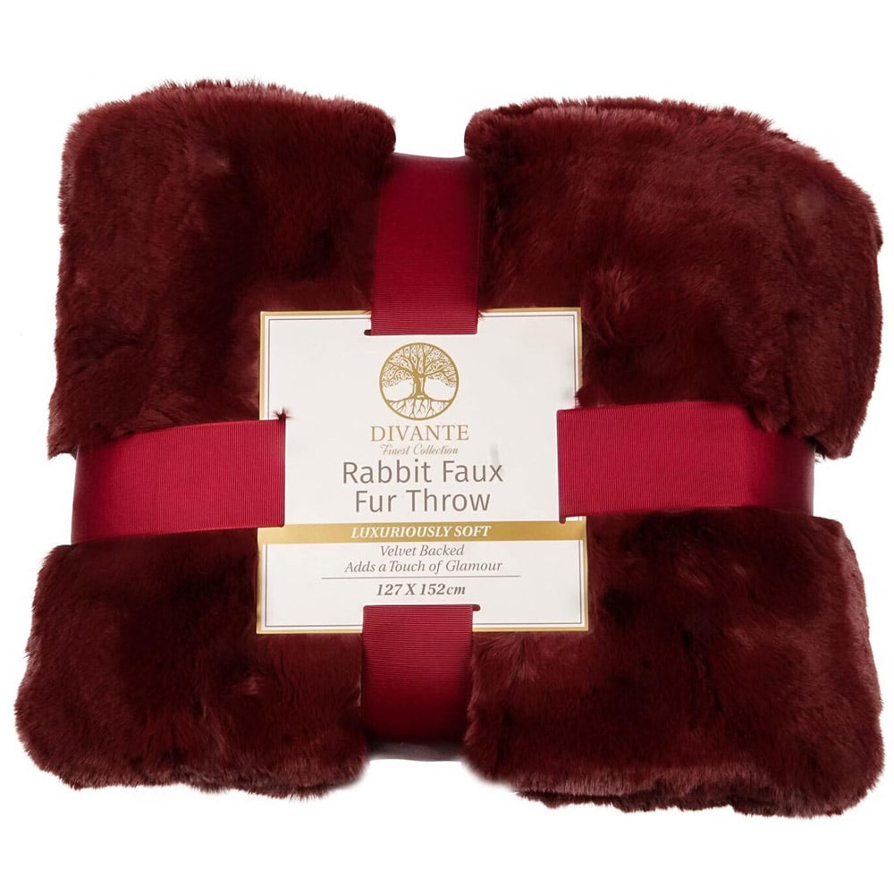 Divante Medium Mulberry Rabbit Faux Fur Throw Image