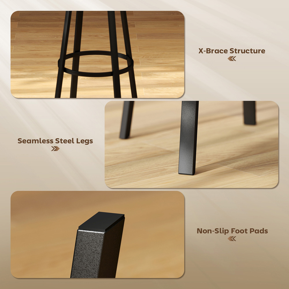 Portland Rustic Brown and Black Faux Leather Bar Stool Set of 2 Image 7