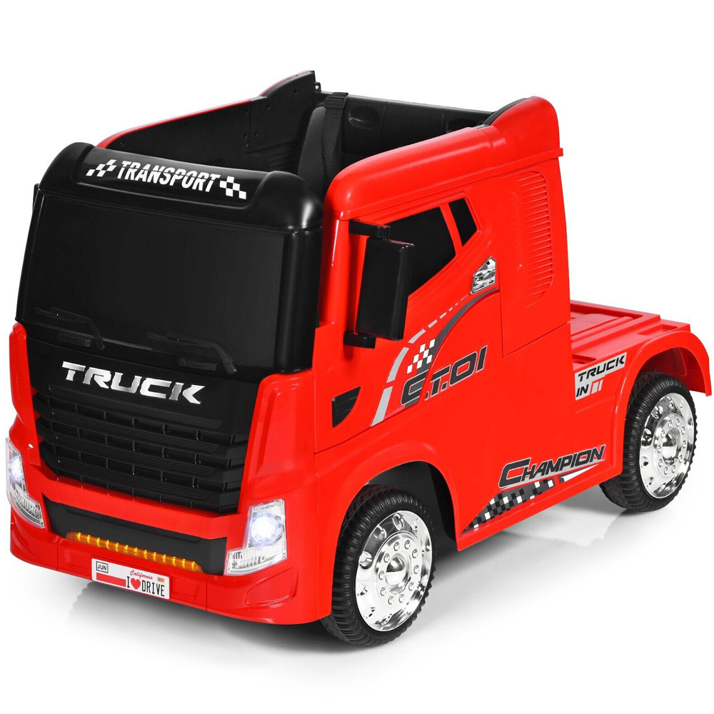Costway Kids Red Ride On Semi Truck with Container 12V Image 3