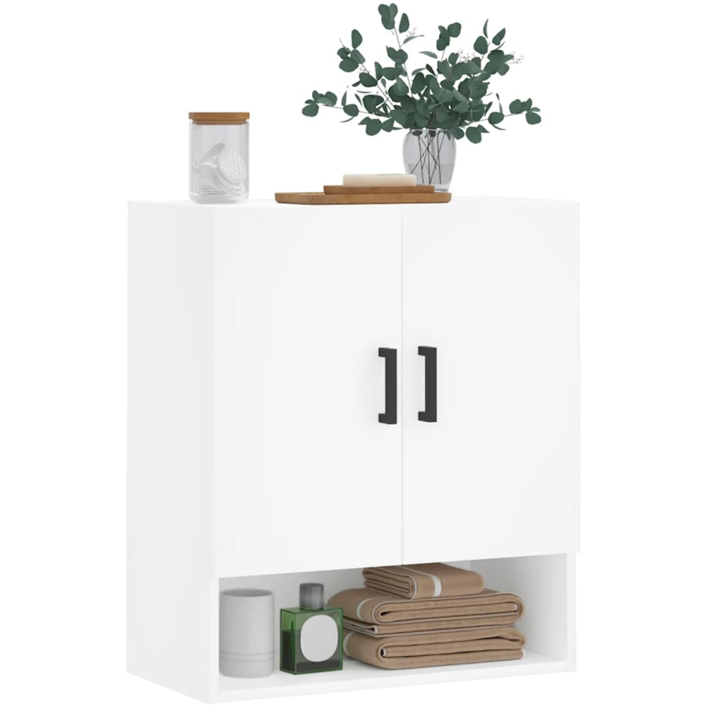 vidaXL 2 Door Single Shelf White Wall Cabinet Image 3