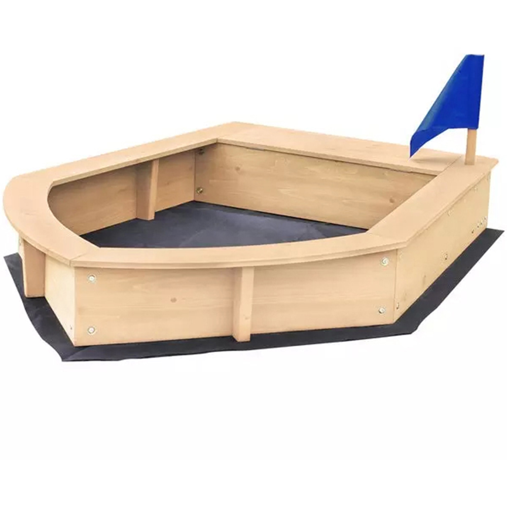 Liberty House Toys Kids Boat Sandpit with Seating and Cover Image 1