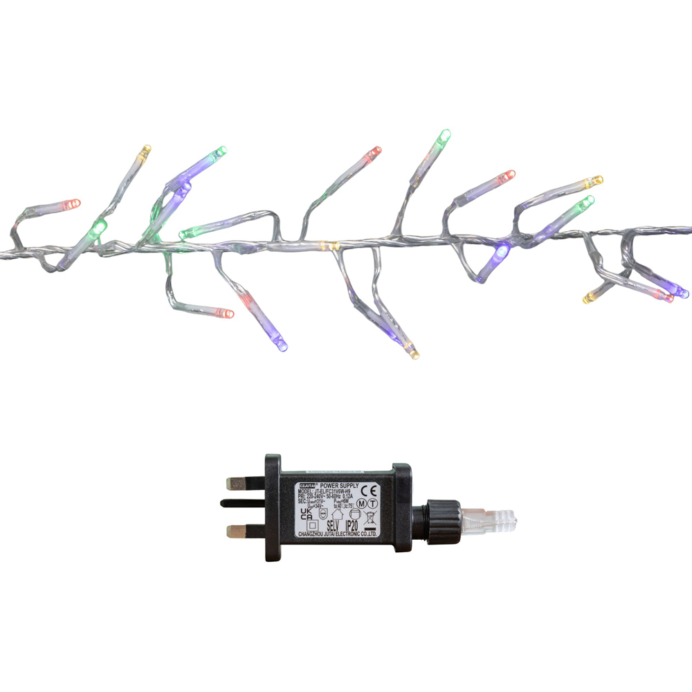 Samuel Alexander 720 Multi Coloured LED Clear Cable Christmas Cluster Light 9.3m Image 2