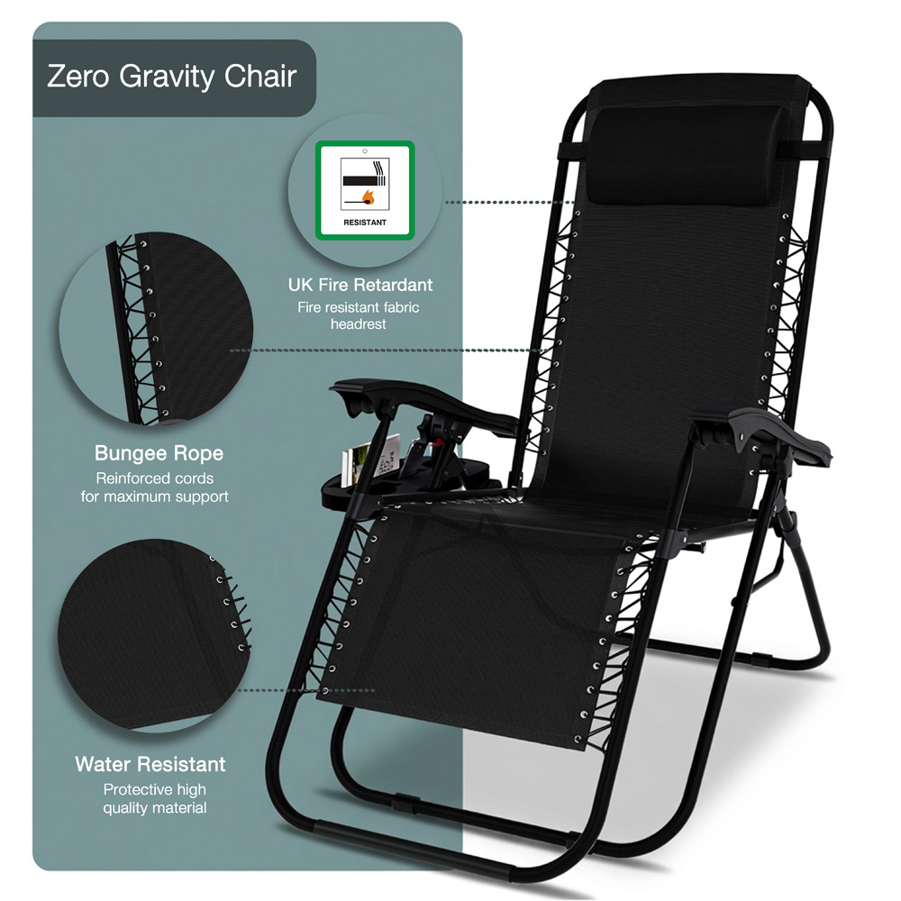 GARDEN VIDA Set of 2 Black Zero Gravity Chairs Image 7