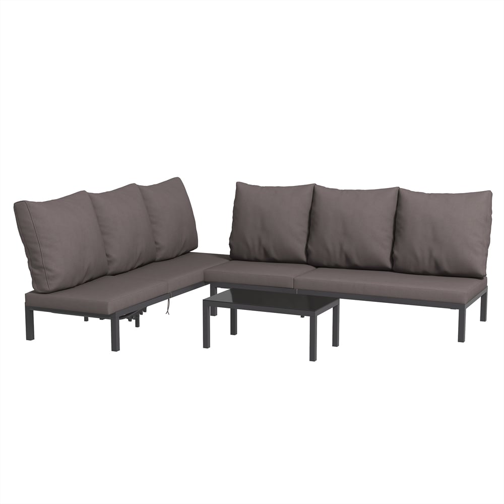 Outsunny 6 Seater Grey Garden Sun Lounger Set Image 2