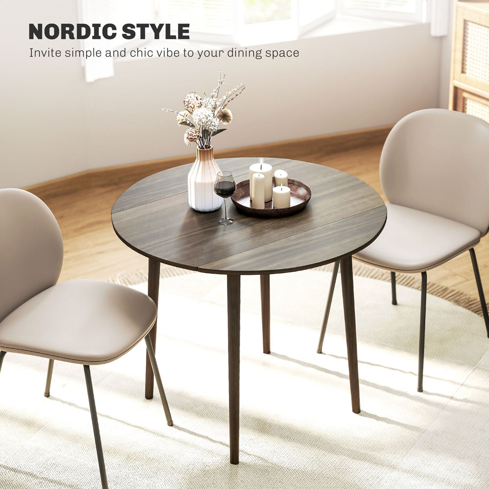 HOMCOM 4 Seater Grey Drop Leaf Dining Table Image 5