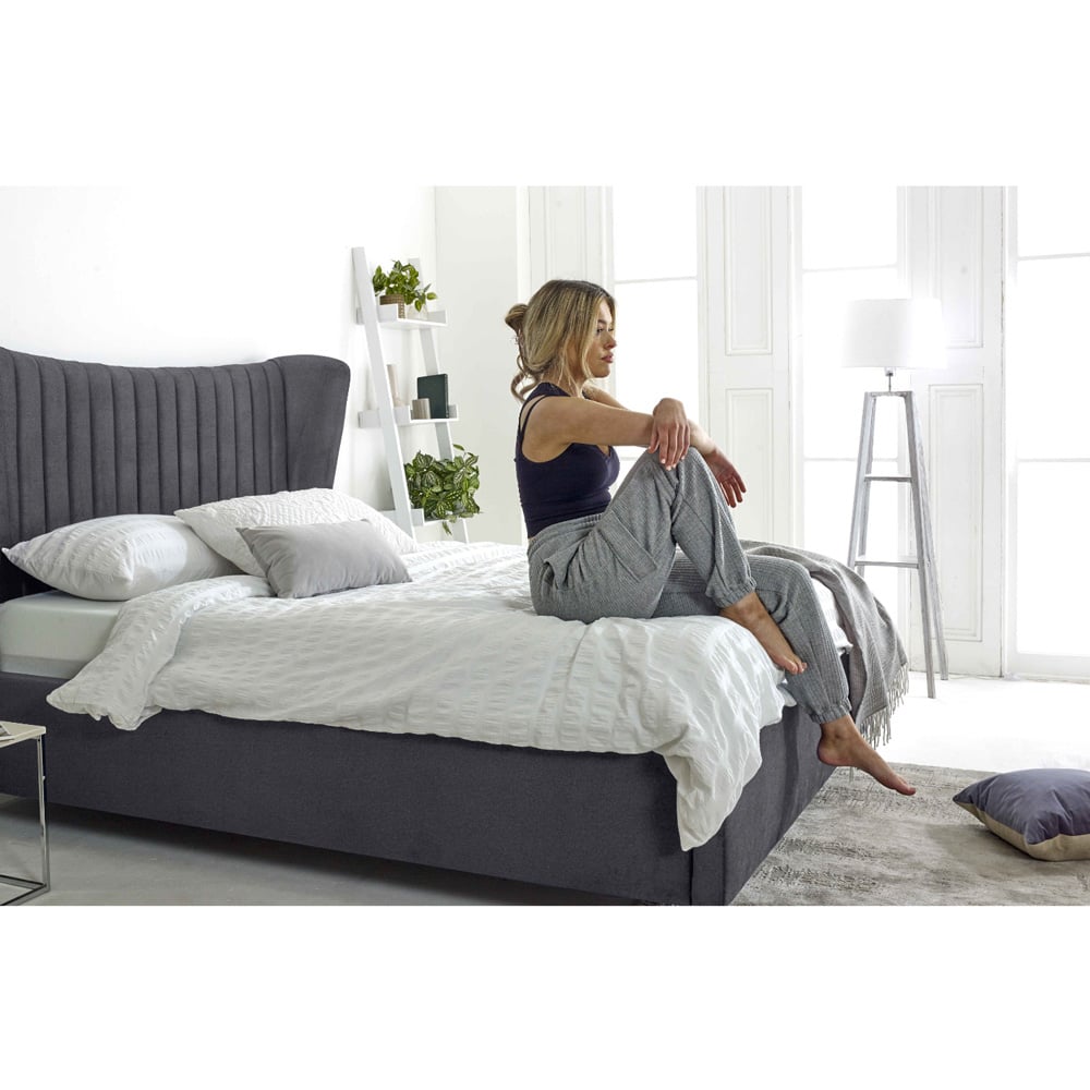 Eleganza Tatum Single Steel Plush Velvet Bed Frame with Headboard Image 5