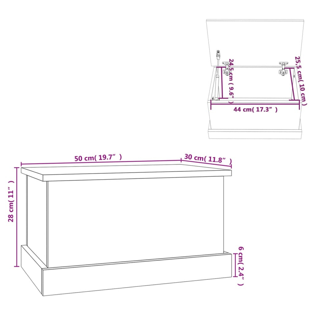 vidaXL Sonoma Oak Storage Box with Lift Top Lid Image 8