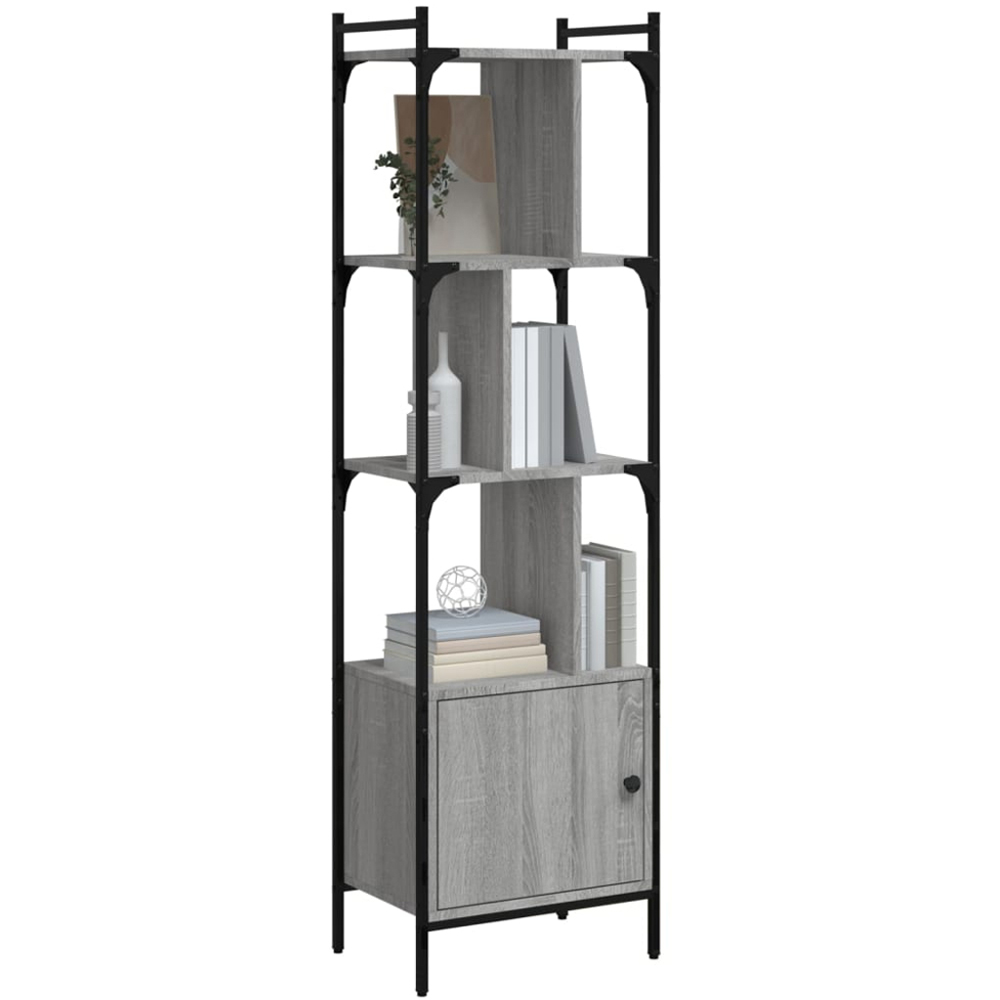 vidaXL Single Door 6 Shelf Grey Sonoma Bookcase Image 3
