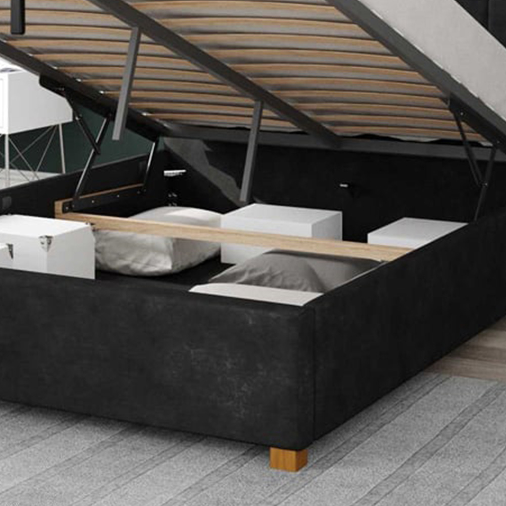 Aspire Hepburn Small Double Charcoal Kimiyo Linen Ottoman Bed Image 3