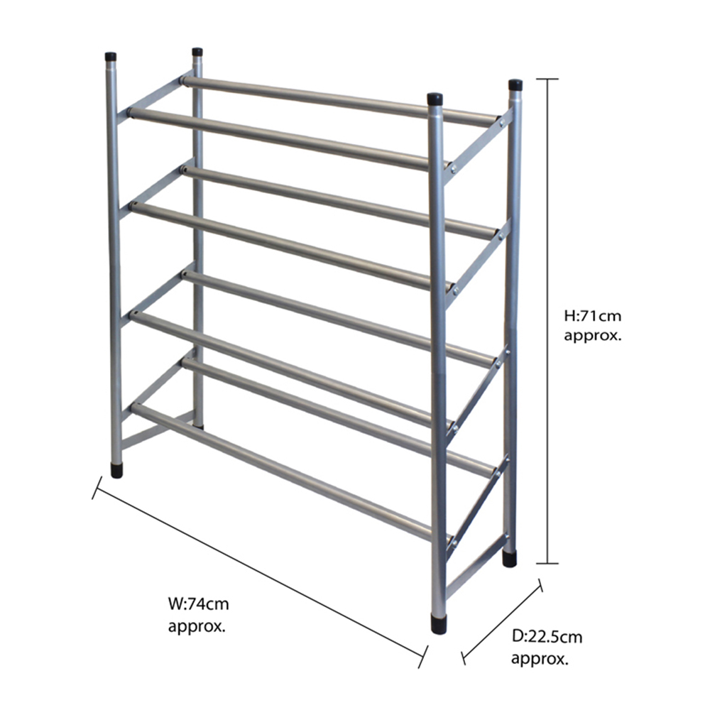 JVL 4 Tier Shoe Rack Grey Image 4