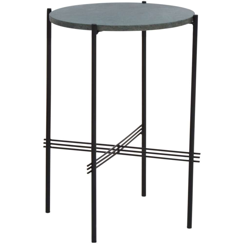 Premier Housewares Green Marble Black Crisscross Base Side Table Image 2