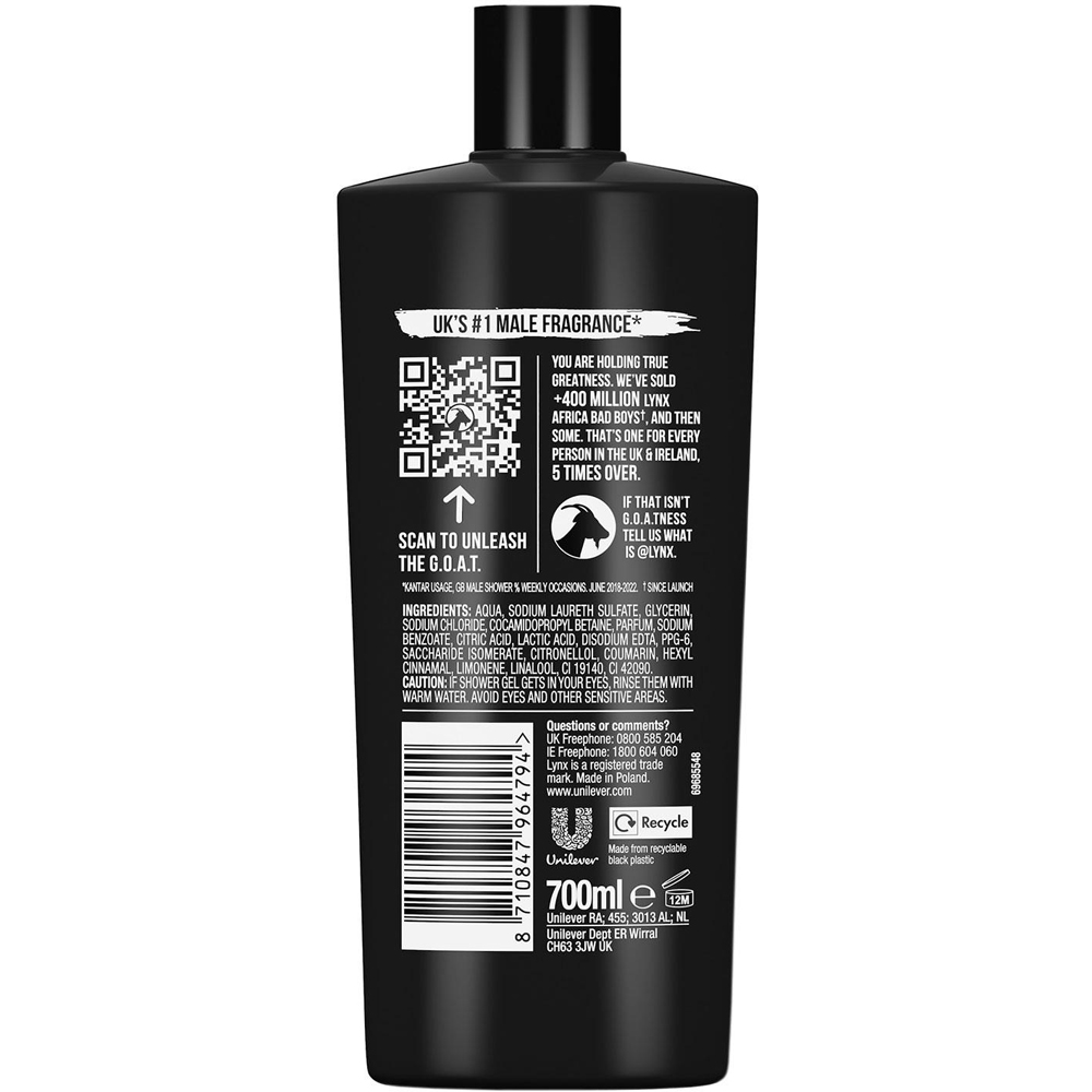 Lynx Africa The G.O.A.T. of Fragrance Refreshing Shower Gel 700ml 6 Pack Image 3
