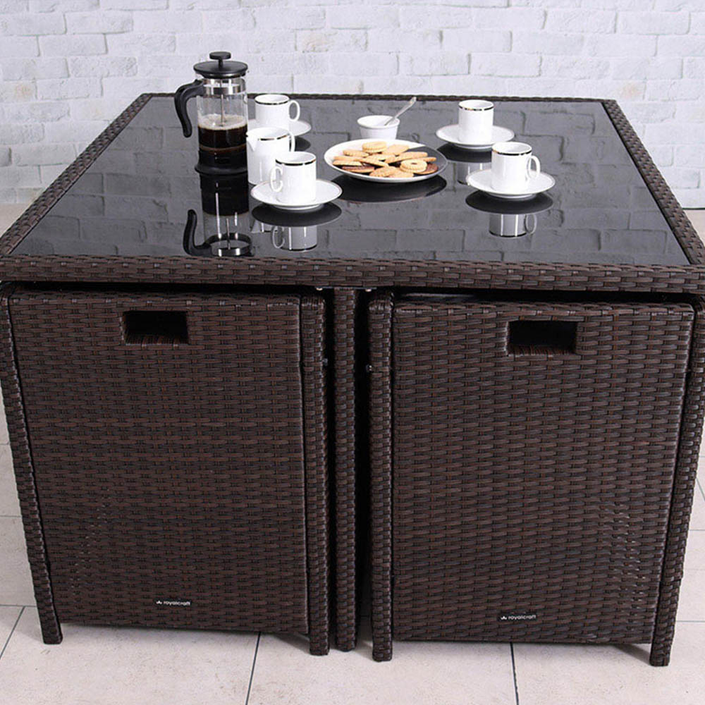 Royalcraft Nevada 4 Seater Cube Dining Set Brown Image 9
