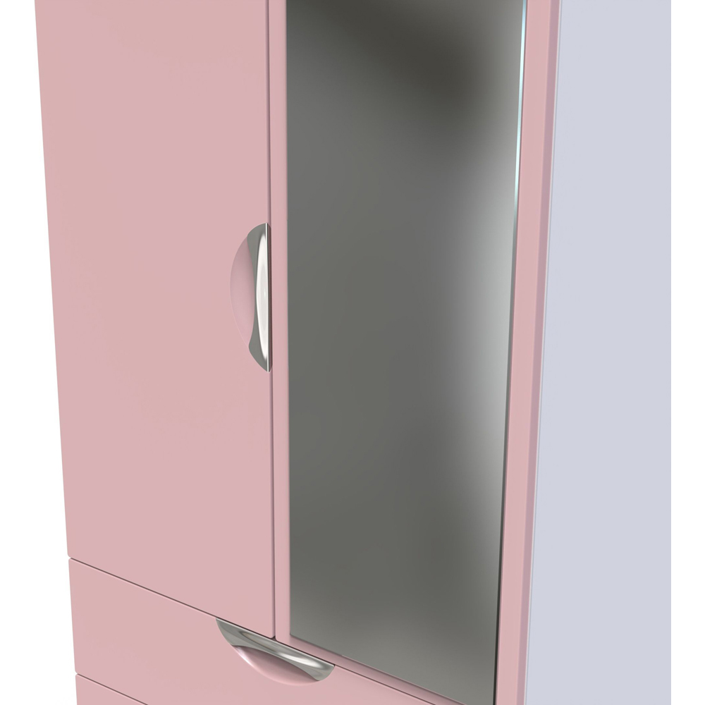 Crowndale Camden 2 Door 2 Drawer Kobe Pink and White Mirrored Wardrobe Ready Assembled Image 6