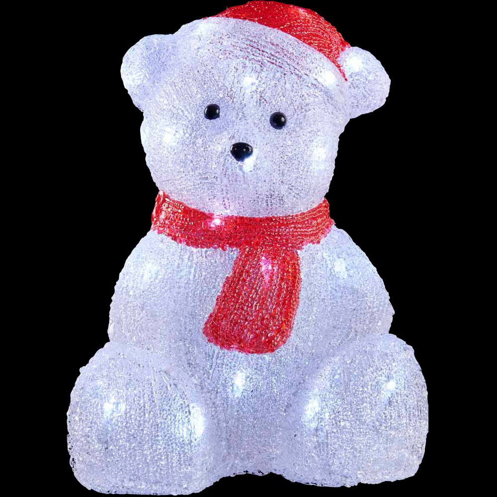 Wilko Acrylic Light Up Bear with Hat and Scarf Image 1