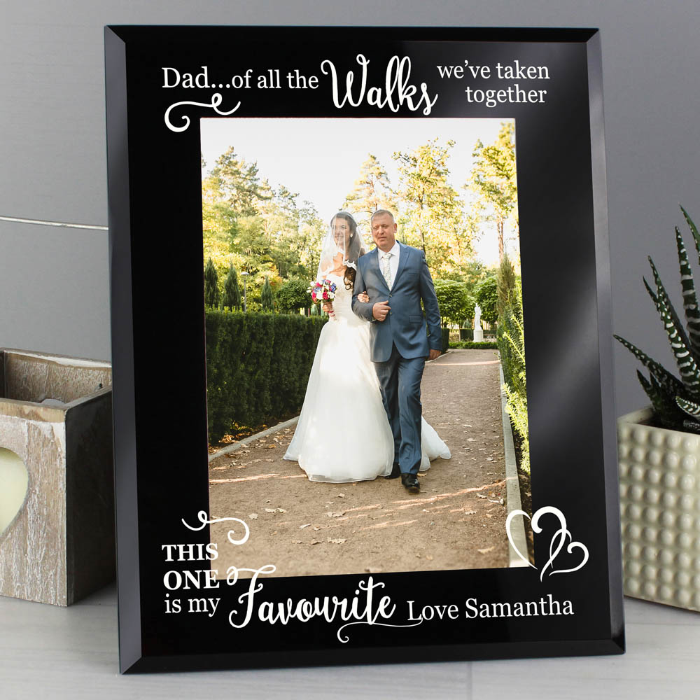 Personalised Memento Personalised of All the Walks Wedding Black Glass Photo Frame 5 x 7 inch Image 2