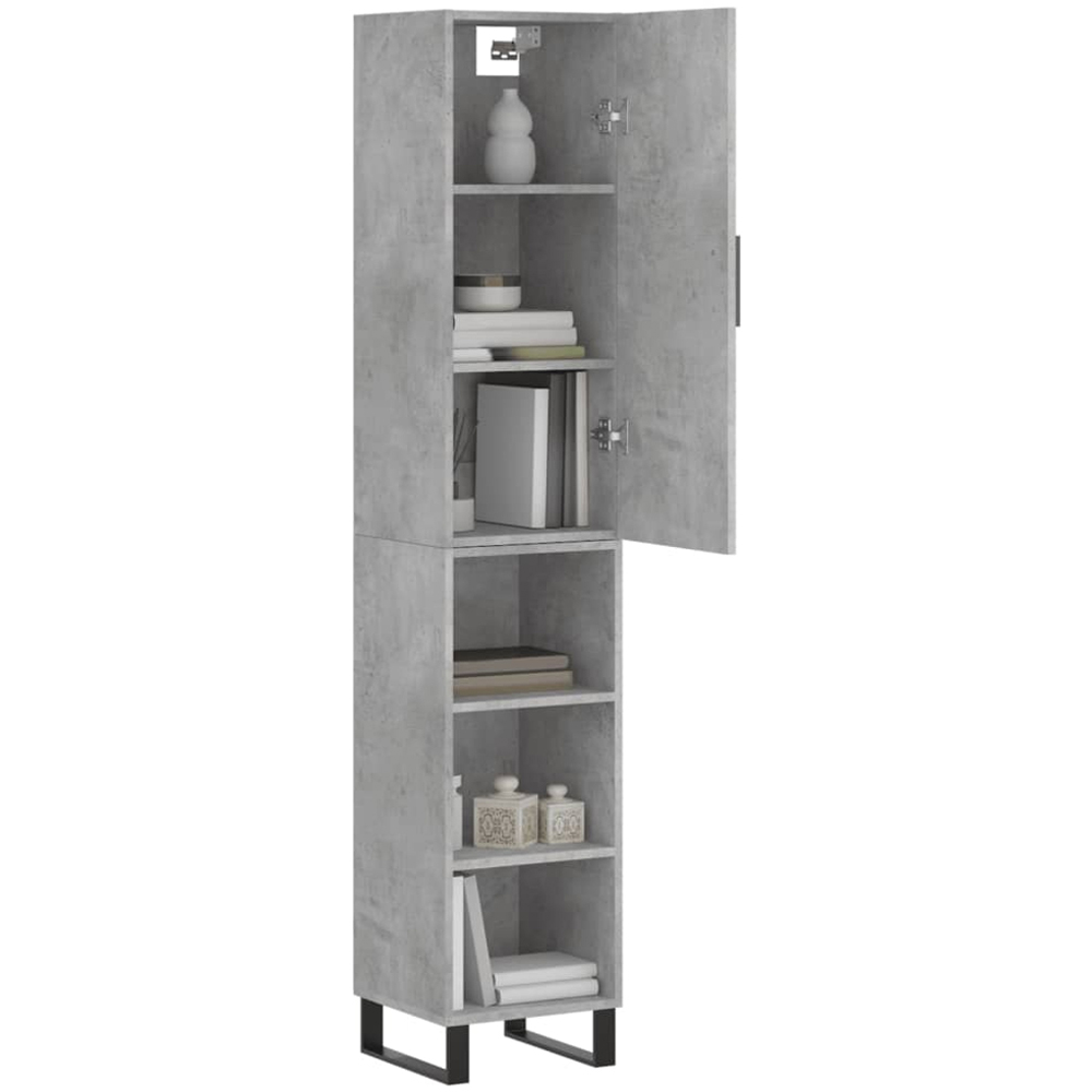 vidaXL Single Door 3 Shelf Concrete Grey Highboard Image 3