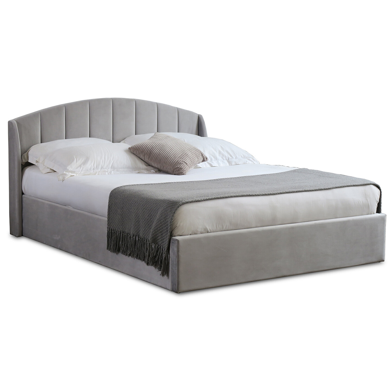 Grace King Size Grey Velvet Touch Ottoman Bed Image 3