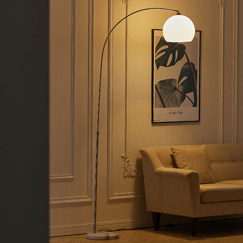 Living and Home Modern Arched Floor Lamp with White Lampshade Image 6
