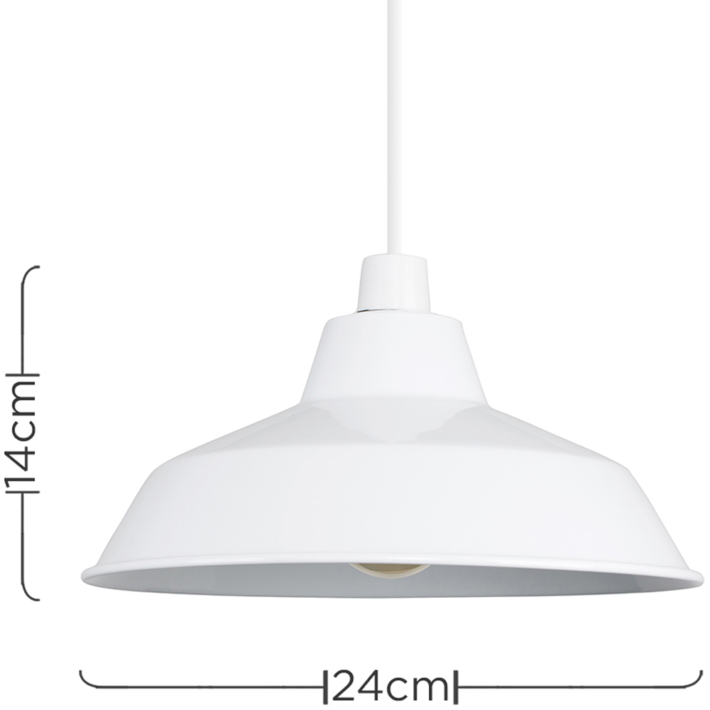 ValueLights Colby White Retro Ceiling Pendant Light Shade Image 5