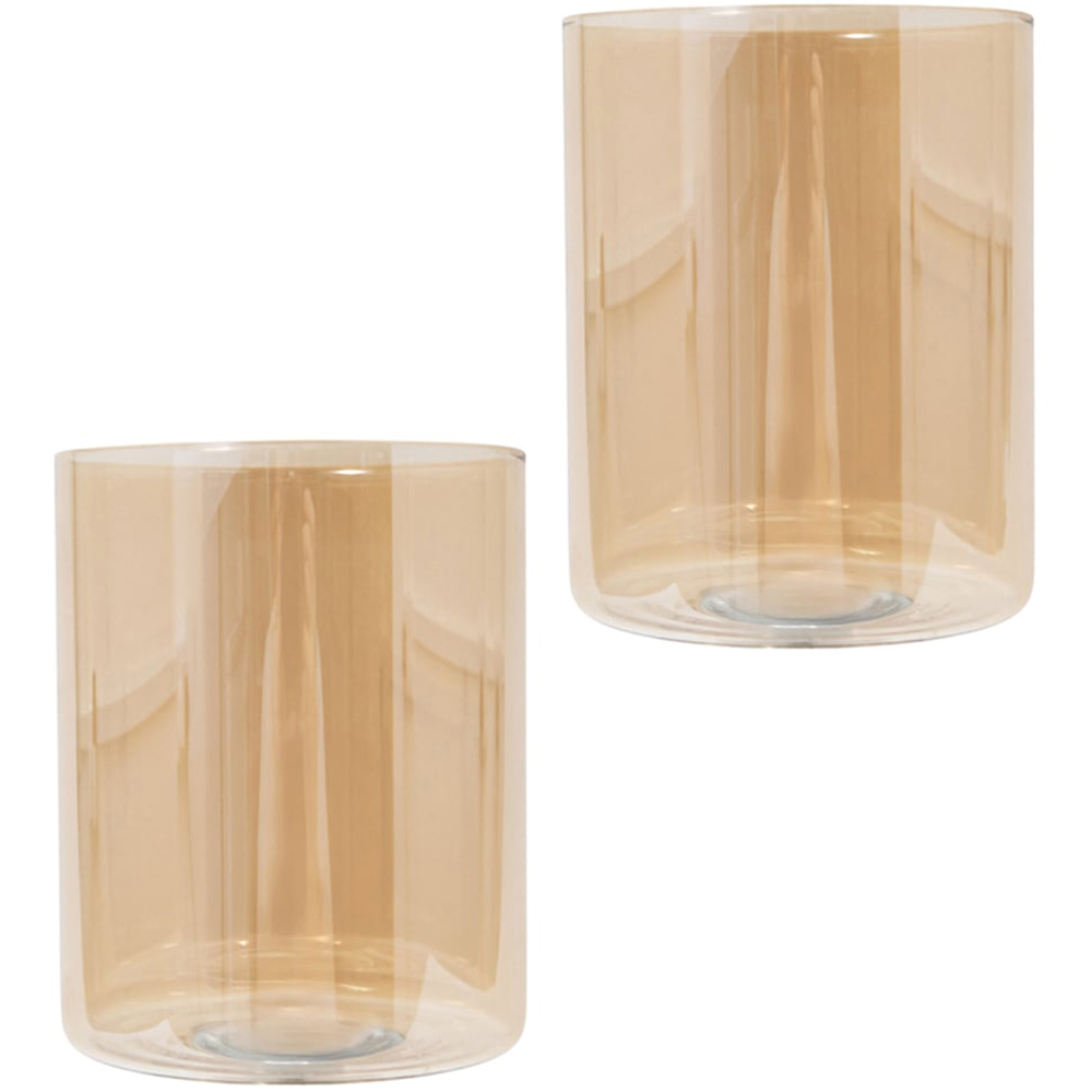 Happy Homewares Amber Tinted Glass Rectangular Shade 2 Pack Image 1