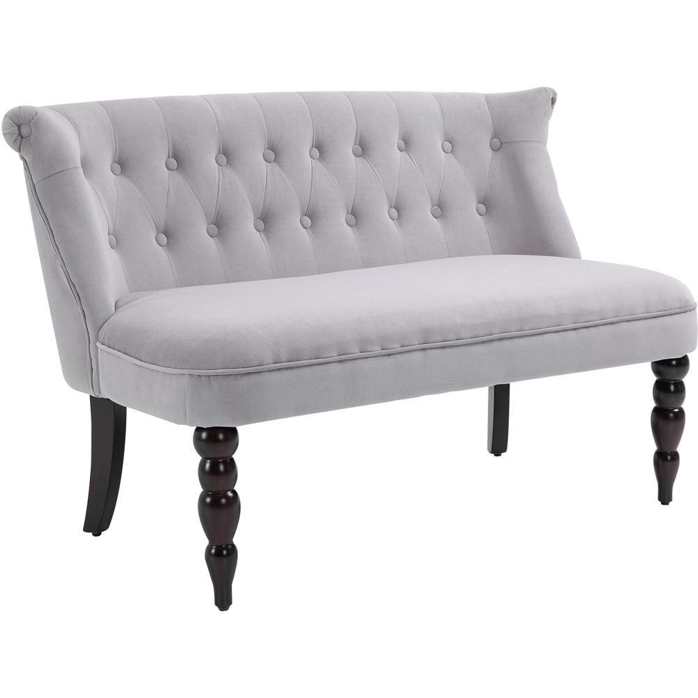 Portland 2 Seater Grey Tufted Loveseat Sofa Image 2