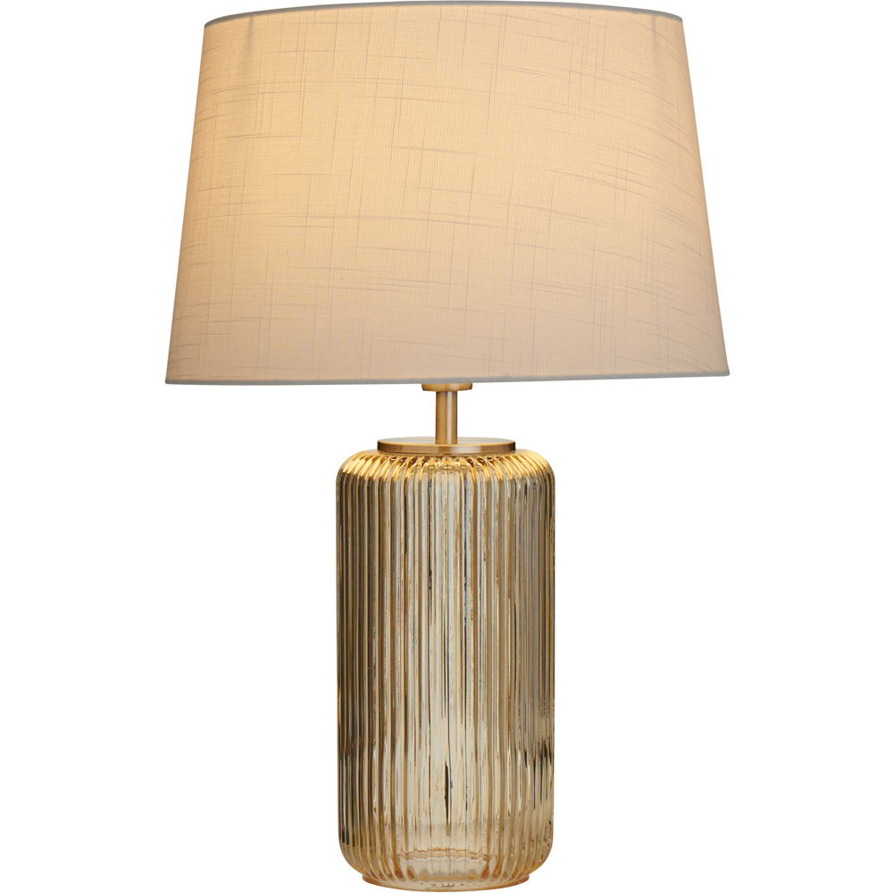 Wilko Yellow Ribbed Glass Table Lamp Wilko