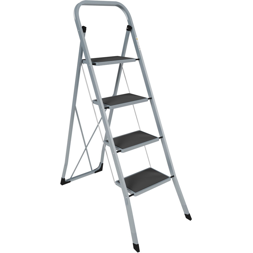 Home Vida 4 Step Grey Ladder with Anti Slip Mat Image 1