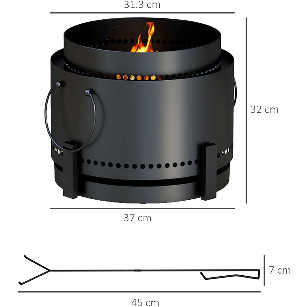 Outsunny Black Smokeless Fire Pit with Poker Image 7