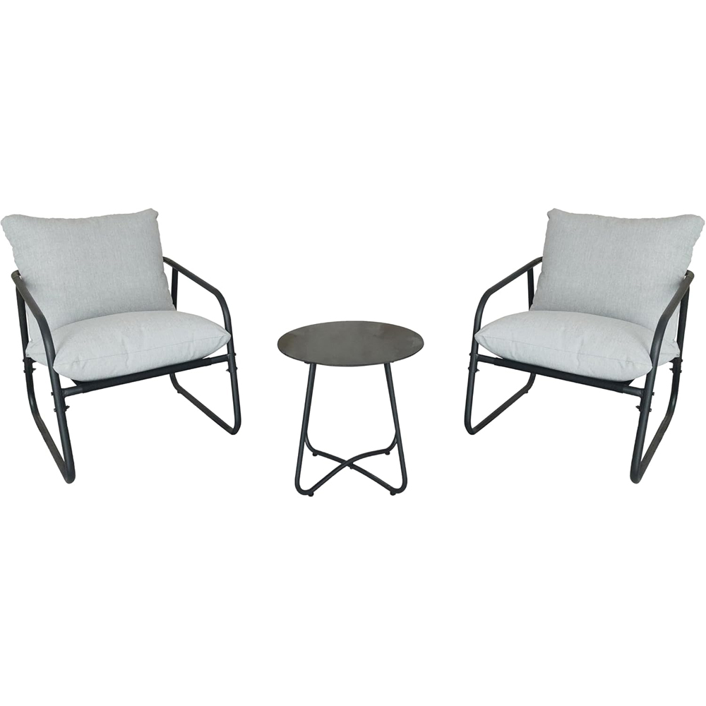 Alivio 2 Seater Grey Garden Bistro Set with Cushions and Round Table Image 2