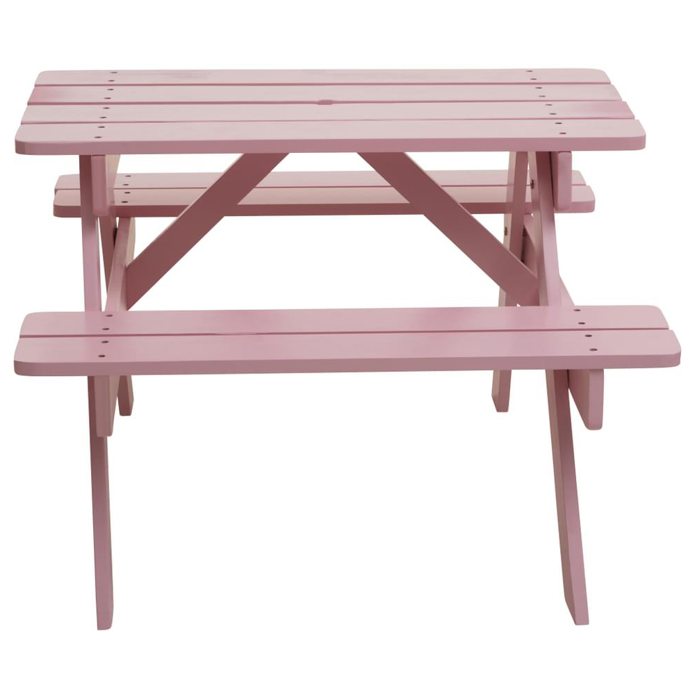 Premier Housewares Kids Brighton Wood Pink Picnic Bench Image 3