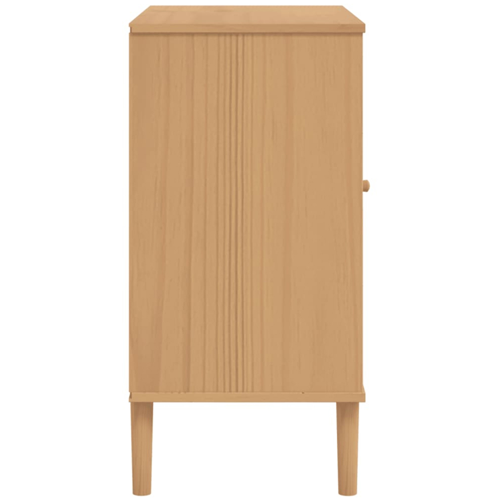 vidaXL Single Rattan Door 4 Drawer Brown Pine Wood Sideboard Image 7