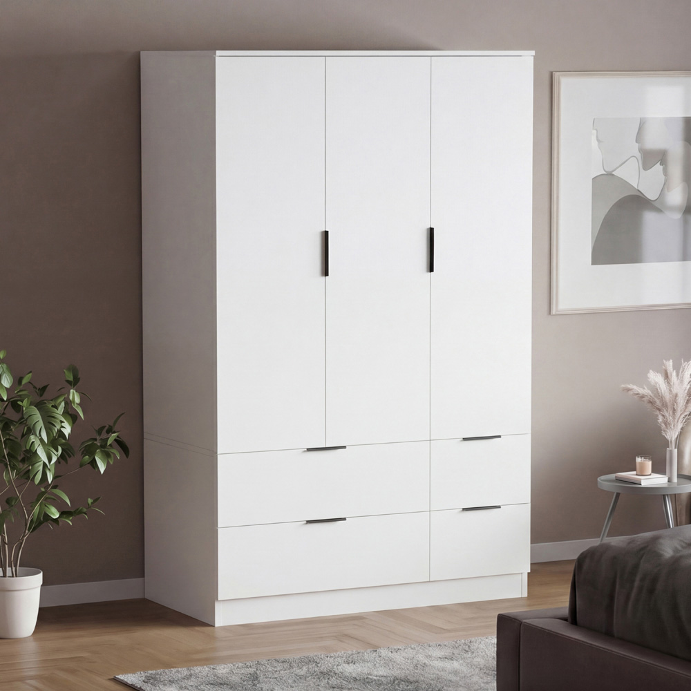 VIDA DESIGNS Trega 3 Door 4 Drawer White Wardrobe Image 5