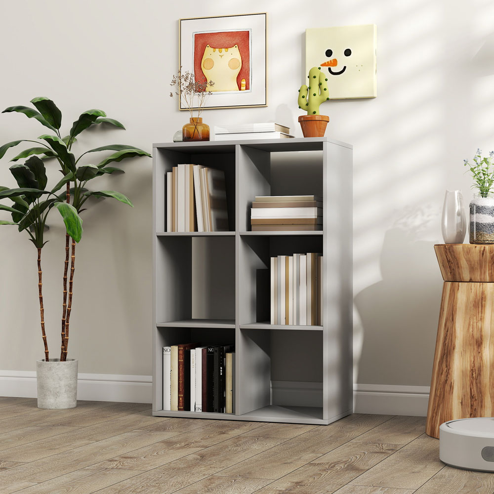 HOMCOM 6 Cube Light Grey Bookshelf Image 3