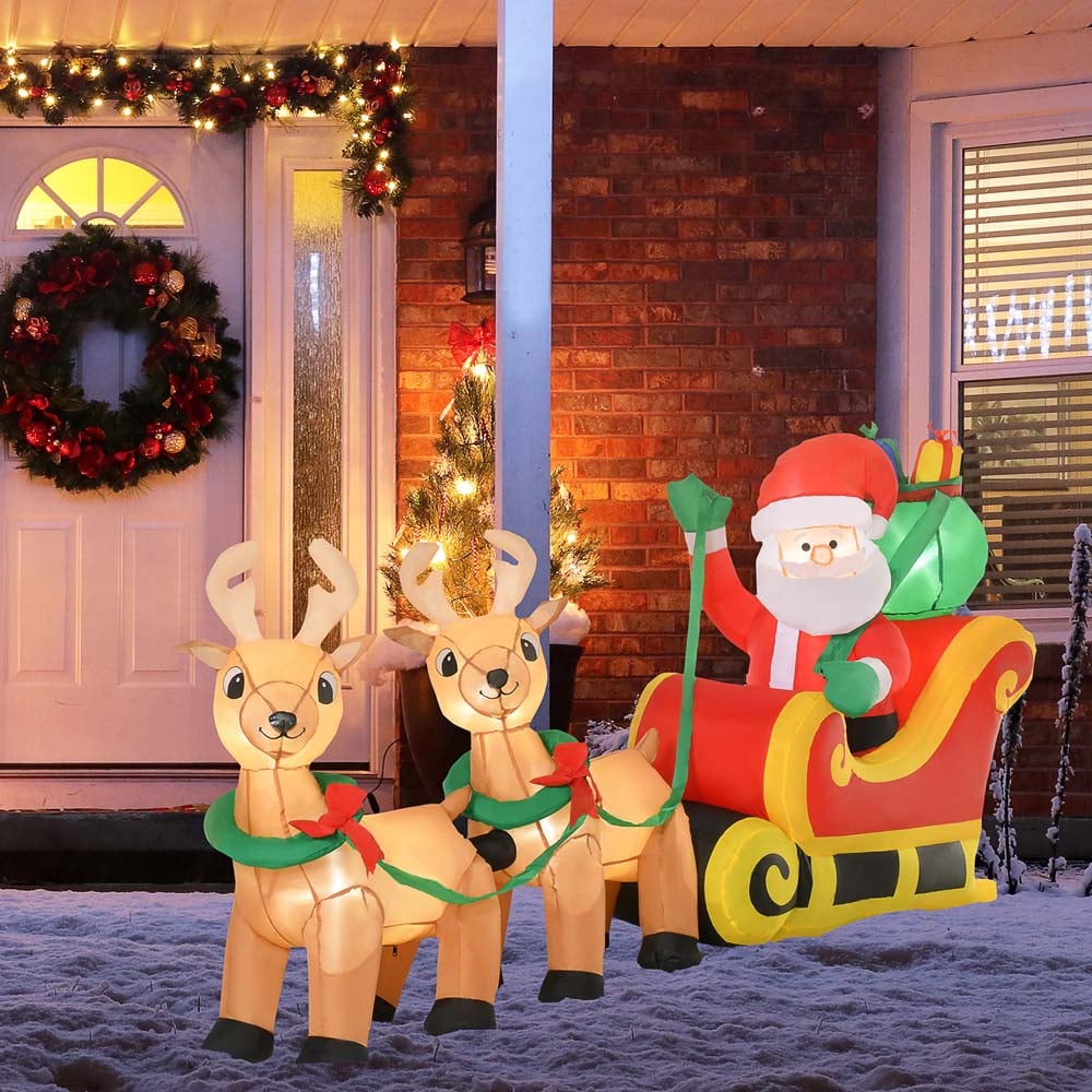 Everglow LED Inflatable Christmas Santa Claus on Sleigh Decoration 3.6ft Image 6
