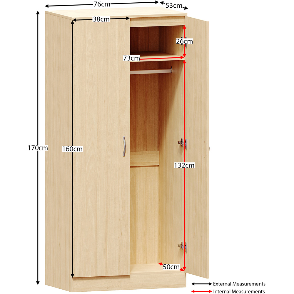 VIDA DESIGNS Riano 2 Door Pine Wardrobe Image 9
