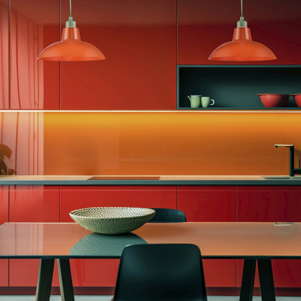 Happy Homewares Industrial Retro Design Matt Vibrant Orange Curved Metal Pendant Shade Image 2