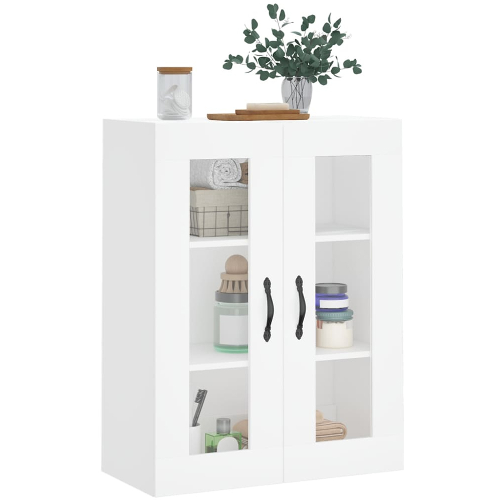 vidaXL 2 Glass Door White Wall Mounted Cabinet Image 3
